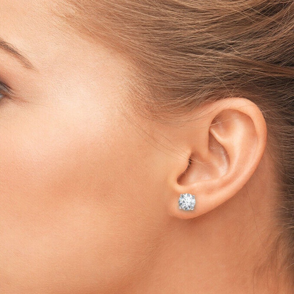 NEW SPARKLE CRYSTAL EARRINGS SILVER .925 CROWNS